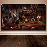 ハロウィンパーティーデコレーション お化け屋敷シーンセッター 背景幕 バナー用品 ハロウィンパーティー お化け屋敷 風景 背景 フォトブースバナー 72.8 x 43.3インチ