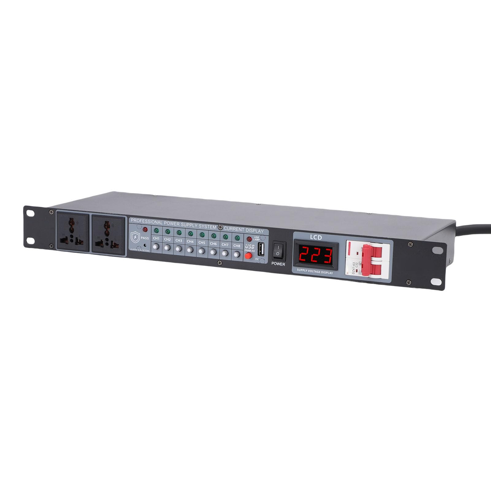 PUSOKEI Kondycjoner Mocy, Kondycjoner Sekwencera Mocy 10 Outlet Pro Audio Cyfrowy Regulator Zasilacza z Cyfrowym Wyświetlaczem Napięcia (wtyczka UE)