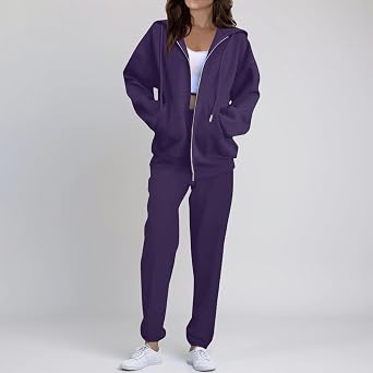 Sweatsuits Women 2 Piece Outfit Zip Up Jacket Comfort Jogger Set Fleece Hoodie and Sweatpants Set Matching Sweat Sets