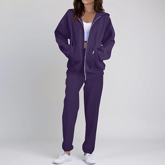 Sweatsuits Women 2 Piece Outfit Zip Up Jacket Comfort Jogger Set Fleece Hoodie and Sweatpants Set Matching Sweat Sets