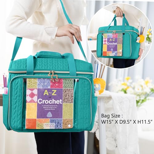 Image of MYBAGZING Large Yarn Storage Bag,Crochet Bag Organizer,Yarn Bags for Crocheting,Crochet Storage Bag with Pockets for Crochet Hooks, Crochet Accessories,Knitting Bags,Gifts for Crocheters