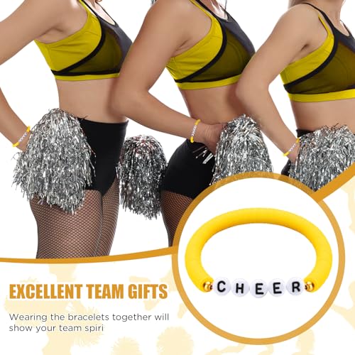Image of Landical 24 Pcs Cheerleader Gifts Stackable Clay Bead Cheer Bracelets Friendship Bracelets Senior Night Cheer Gifts for Girls(Yellow)
