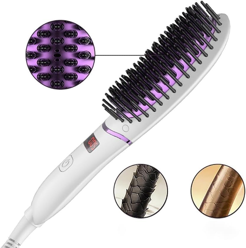 Mini peine alisador de cabello con 4 niveles de temperatura, pantalla LED, apagado automático, anti-quemaduras y anti-enredos de 360° miniatura 2