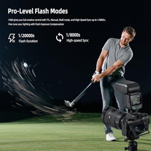Image of Godox V480C TTL Speedlite Flash for Canon Cameras, GN50, 2.0 inch Touchscreen, HSS 1 /8000s, 2.4G Wireless, USB-C Rechargeable, 650 Full-Power Flashes, Compatible with EOS R5 R6 R7 R10 5D Mark IV 6D II