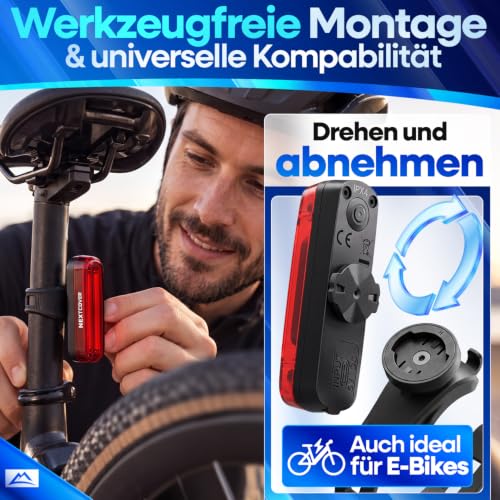NEXTCOVER Rücklicht Fahrrad mit [VisionLux] LEDs und Bremslicht I StVZO zugelassen I LED Fahrradrücklicht mit 8 Stunden Akku I Fahrradlicht… – Ansicht 6