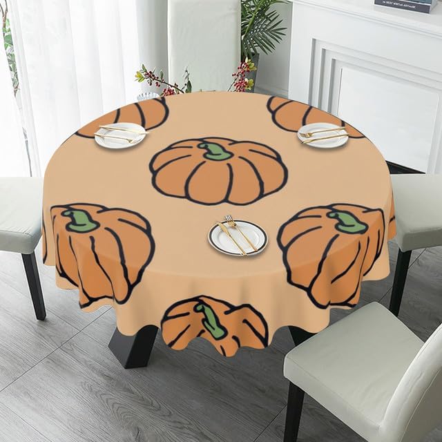 Miniatura 4 de Bidesign Halloween Tablecloth Round, Spillproof Washable Tablecloth with Yellow Cloth Pumpkin for Halloween Decorations, Dinner Picnic Parties