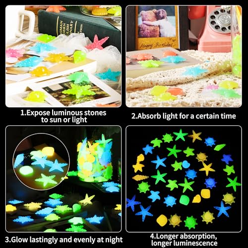 Image of 100 PCS Starfish Glow Rocks Mixed Color Luminous Stones Aquarium Garden | OSOPOLA Starfishshaped Mixed Color Glow Rocks Luminous Stones For Aquarium Garden Walkway FD05MX100A