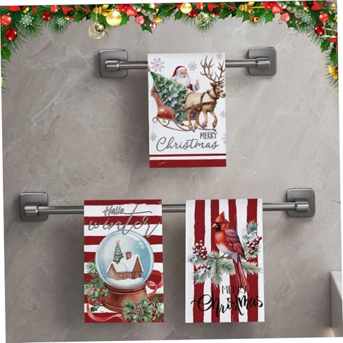 Toallas navideñas suaves de microfibra y paños de mano para decoración de baño 4
