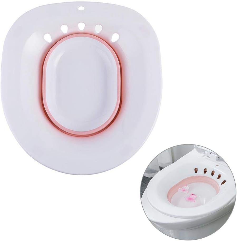 Sitz Bath Tub Over The Toilet, Foldable Yoni Steam Seat, Personal Washing Bidet Bowl for Hemorrhoid/Perineal Treatment, Avoid Squatting for Post Episiotomy Patients, Pregnant/Postpartum Women