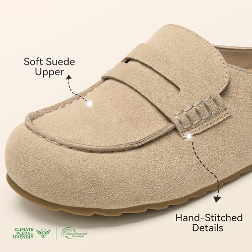 Image of BOSTANTEN Clogs for Women Wide Width Comfortable Suede Mules with Soft Footbed and Arch Support, Cute Slip On Potato Shoes