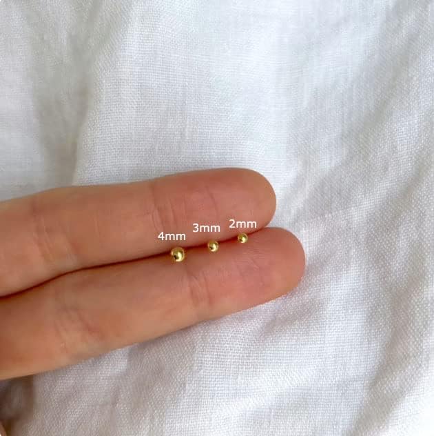 Miniatura 6 de Renkovte Pendientes de tuerca plana con bola para mujer y niñas, aretes de bola de 2mm 3mm 4mm 5mm 6mm para niños pequeños, cartílago, hélice,