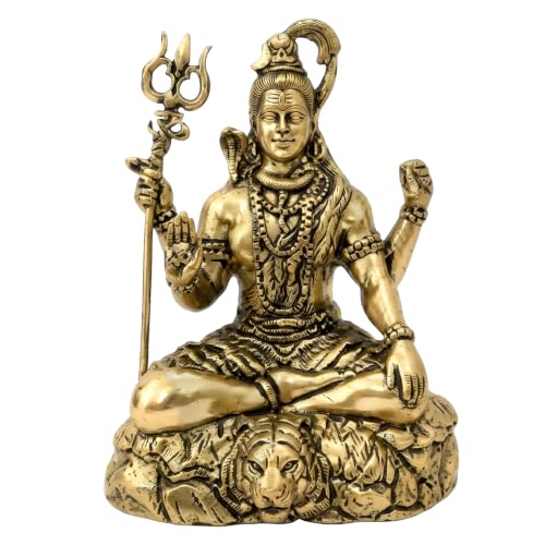 Image of Brass Lord Shiva Idol, Vastu Remedy for Meditation (6 Inch, 730 g)
