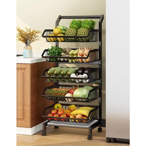 Rejilla de almacenamiento de alambre con ruedas, carrito organizador multiusos para cocina