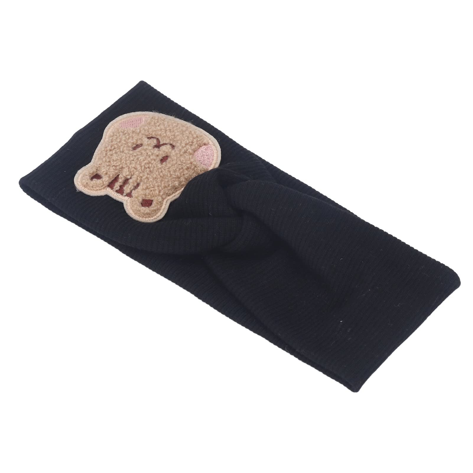 Bandeau élastique pour bébé, Bandeau en Coton Doux et Extensible à Motif Dessin Animé (Noir)