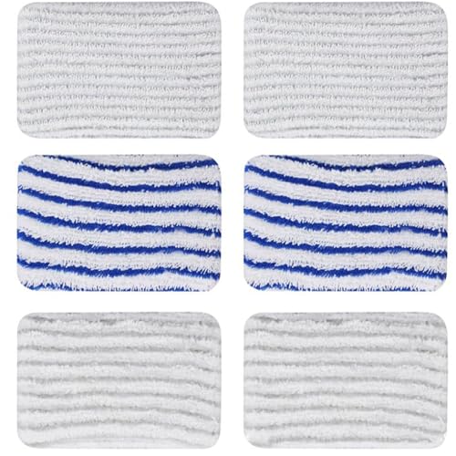 6 Pièces Clean and Steam Lingette, Clean and Steam Accessoires, Serpillere Balai Vapeur pour Rowenta Clean & Steam ZR850002 ZR005801 ZR005804 (Gris et Bleu)