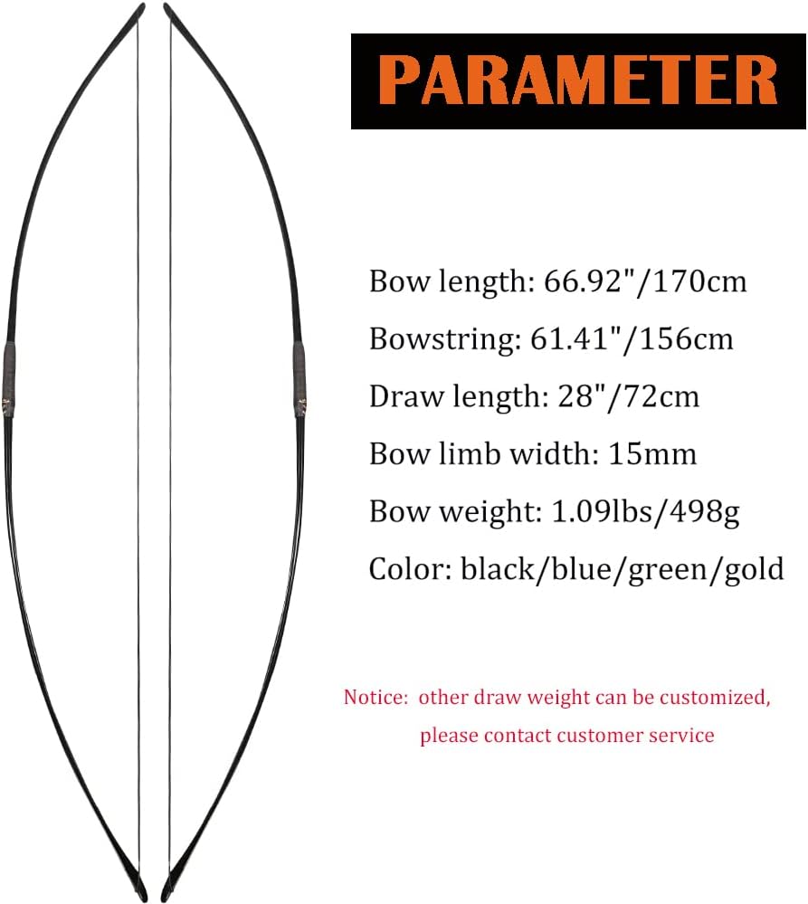 ZSHJGJR 66" Archery Traditional Longbow Hunting English Longbow 25-150LBS One-Piece Recurve Bow Straight Bow Right/Left Handed for Outdoor Hunting Target Shooting