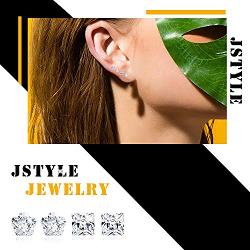 Jstyle 12Pairs Clear Plastic Stud Earrings for Women Acrylic Post Star Heart Rhinestone Ear Studs Piercing Retainers4