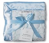 SwaddleDesigns Stroller Blanket, Pastel Blue Puff Circles with Satin Trim