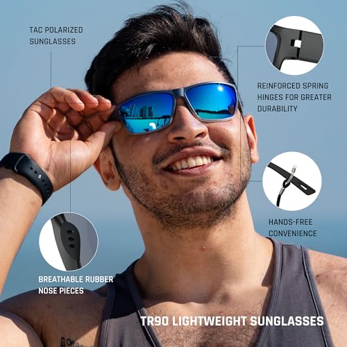 Image of TOREGE Polarized Sports Sunglasses for Men and Women Cycling Running Golf Fishing Sunglasses TR26