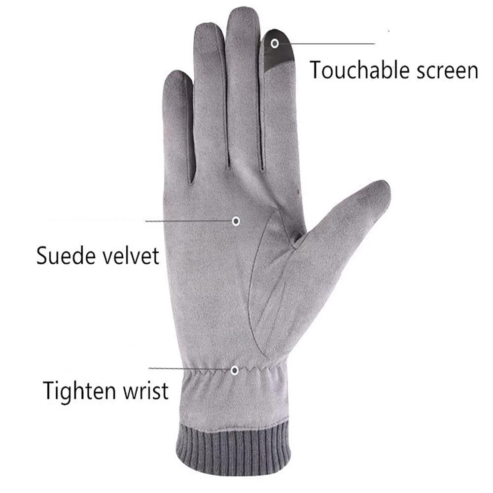 Guantes de invierno con forro polar para hombre y mujer, manoplas cálidas para pantalla táctil, guantes de conducción, guantes térmicos de cuero