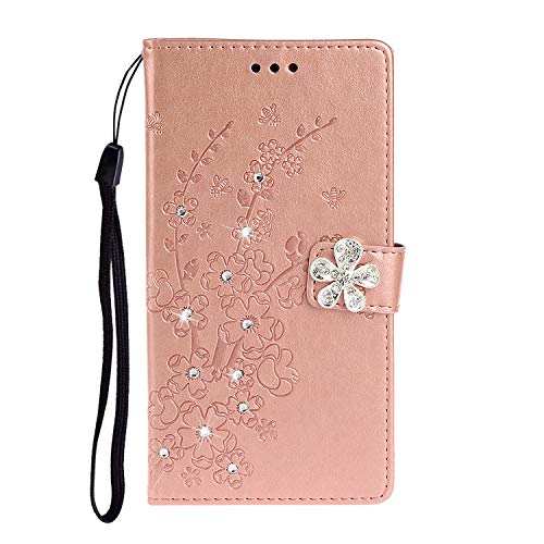 Lomogo Leather Wallet Case for Galaxy A7 (2018) with Stand Feature Card Holder Magnetic Closure, Shockproof Flip Case Cover for Samsung Galaxy A7 2018 - LOXCH020094 Rose Gold