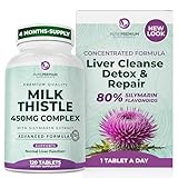 Premium Milk Thistle Capsules by PurePremium (Non-GMO) Super-Concentrated with Silymarin Extract. Liver Cleanse, Detox, and Support.