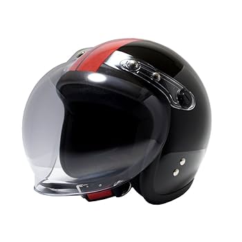 Amazon.co.jp: B&B ジェットヘルメット ブラック／レッド BB004
