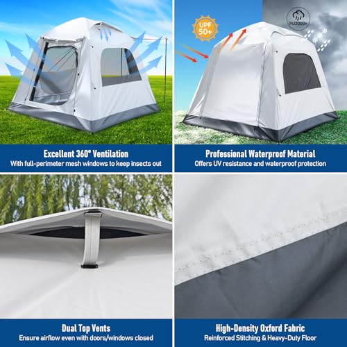 Carpa Inflable Rápida para Camping Nidebur XB374 3-4 Personas, Impermeable, Fácil Montaje, Plata miniatura 4