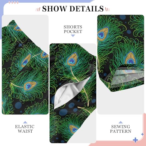 ZZXXB Peacock Feather with Polka Dot Boys Long Pants Soft Trousers Elastic Waist Kids Lounge Bottoms with Pockets S-XL4