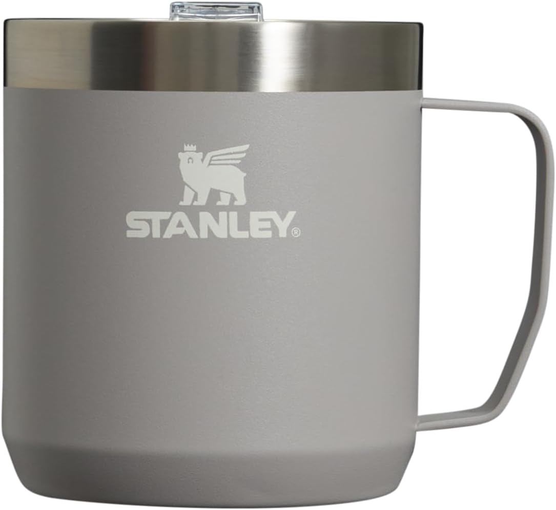Stay-Hot Camp Mug 12 oz | Press Fit Drink Through Lid | Cup for Coffee, Tea and Drinks | Insulated Stainless Steel Coffee Mug | BPA-Free | Ash 2.0