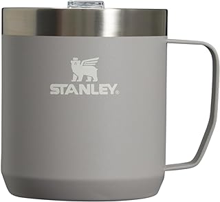 STANLEY Stay-Hot Camp Mug 12 oz | Press Fit Drink Through Lid | Cup for Coffee, Tea and Drinks | Insulated Stainless Steel Coffee Mug | BPA-Free | Ash 2.0