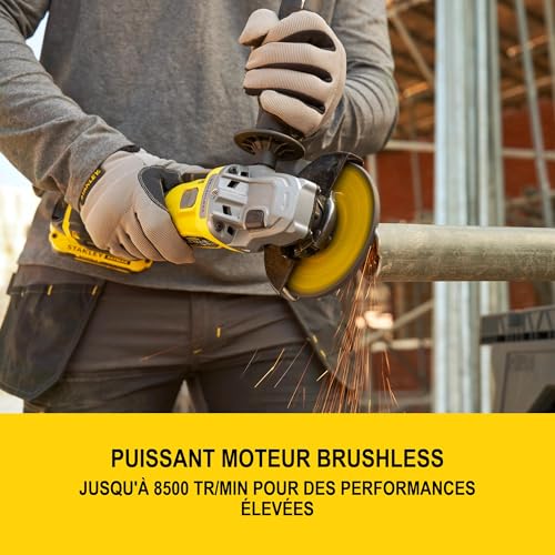 Meuleuse sans fil brushless Stanley Fatmax 18V avec moteur haute performance 125mm