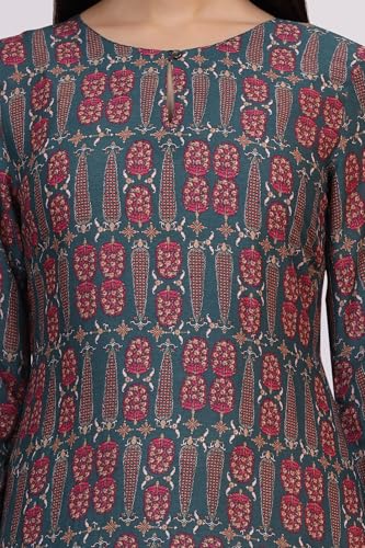 Image of W for Woman Pink Bold Geometric Printed Pure Cotton Straight Kurta