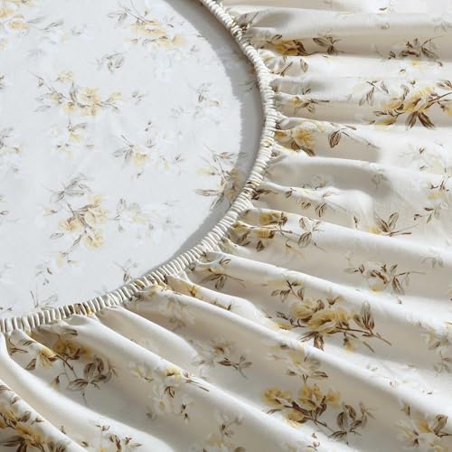 Image of Laura Ashley - King Sheet Set, Buttery-Soft Bed Sheets with a Naturally Silky Smooth Cotton Sateen Lightweight Feel - Matching Pillowcases & Fitted Sheet (Little Darlings Beige)