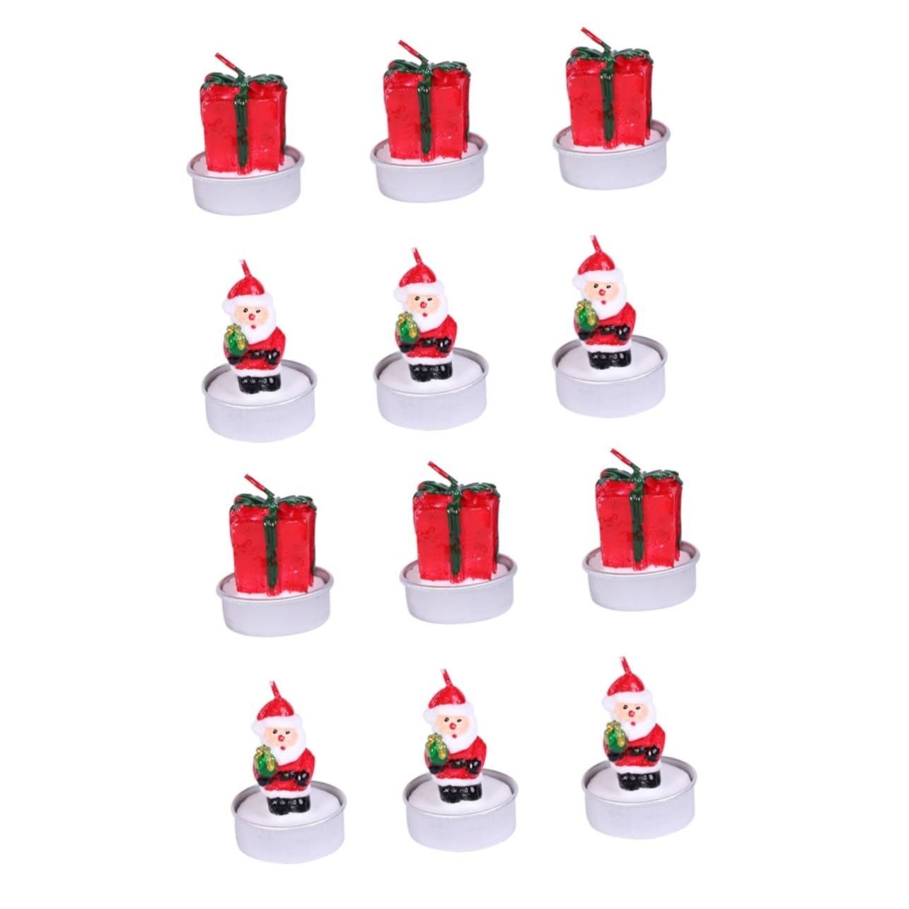 Housoutil 12 Pezzi Santa Claus Gift Box Candela Candele Arredamento Candela Tealight Natale