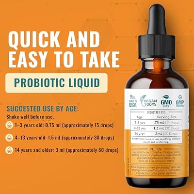 Liquid Probiotic for Women, Men, Kids, Toddler Probiotic: USDA Organic Probiotics, Vegan Probiotic Liquid & Alfalfa Blend + Acidophilus for Gut Health, Dairy Gluten Sugar Free, Non-GMO Oral Probiotics