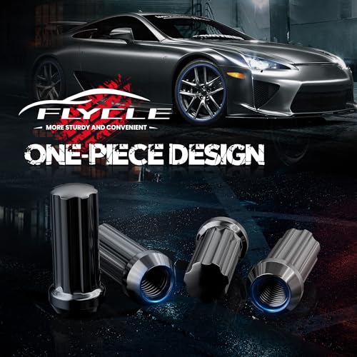 14x1.5 Wheel Lug Nuts, 24 pcs Black M14x1.5 Lug Nut Closed End Long Extended XL Spline with 1 Socket Key for Silverado 1500 Tahoe Avalanche Sierra 1500 Yukon Escalade 6 Lug Aftermarket Wheels