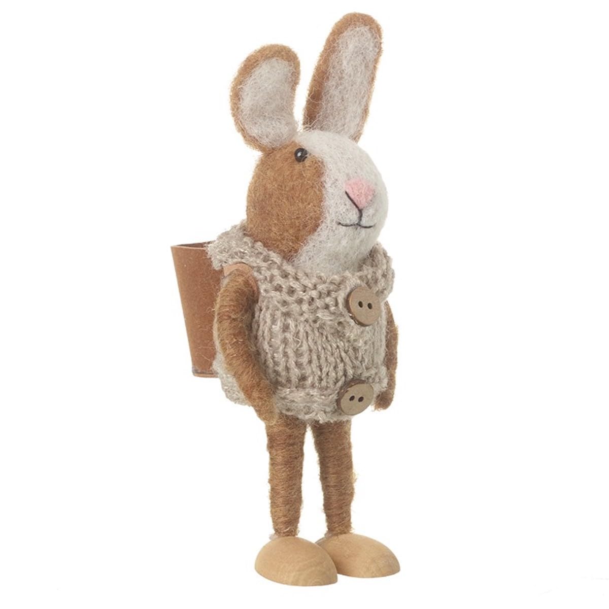 Heaven Sends Multicolor Felt Rabbit In Wooly Cardigan And Rucksack Easter Decoration