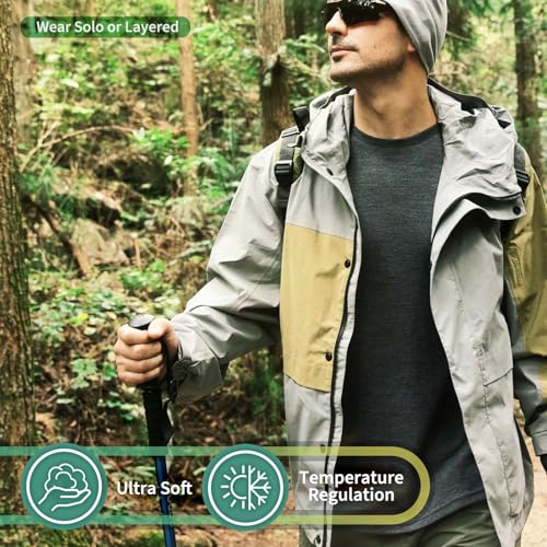 Merino Protect 100% Merino Wool T Shirts for Men Odor Resistance Base Layer Hiking Travel T-Shirt Soft Undershirt4