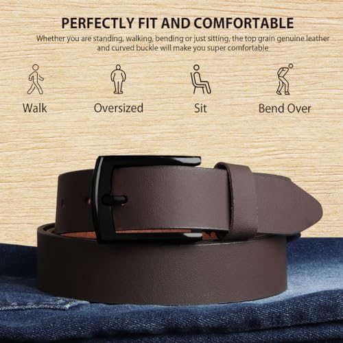 Image of HAYES LONDON Belts for Men Leather Original, Formal & Casual Leather Belt with Solid Metal Curved Buckle