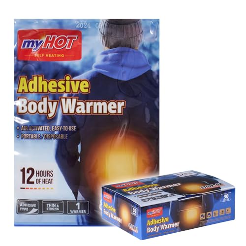 myHOT Adhesive Body Warmer Large Size 30Pack - Up to 12 Hours, Long Lasting Heat, Disposable Air-Activated Heater Patch, Outdoor Sports, Camping, Winter Commutes, Made in Korea-TSA Compliant