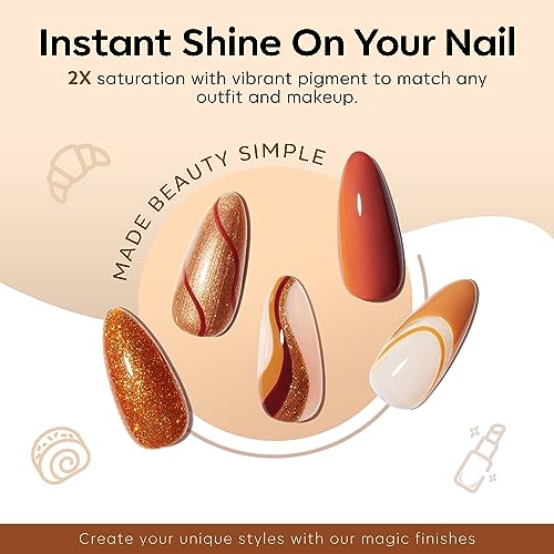 Image of modelones Gel Nail Polish Set, 6 Colors Pearl Nude Brown Shimmer Glitter Gel Polish Kit, All Seasons Soak OFF LED Manicure Salon DIY Gift