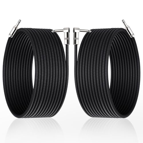 Image of Guitar Cable 25ft, 2-Pack, TS 1 /4 Quarter Inch Cords Braided