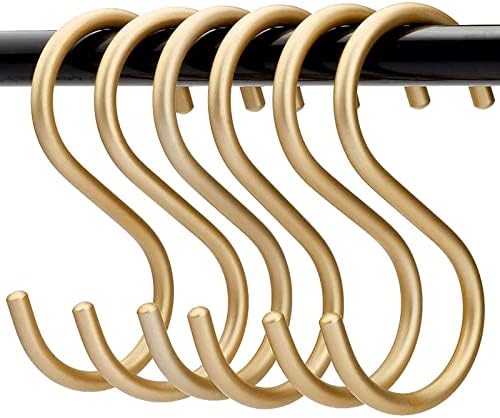 10 Pieces Gold S Hooks Aluminum Alloy S-Shaped Hooks Heavy Duty Kitchen Bathroom Multi Purpose Storage Hooks for Hanging Pans Pots Cup Plants Towels Clothes