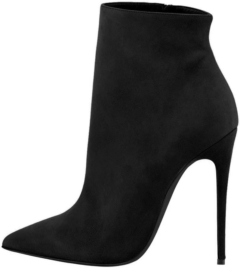 COLETER Women's Black Ankle Boots Closed Pointed Toe Stilettos Autumn Dress Booties - Image 4