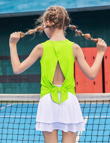 Zaclotre Meninas Kidathletic Tank Tops Aberto Amarrar Costas Sem Mangas Treino Corrida Tênis Esporte