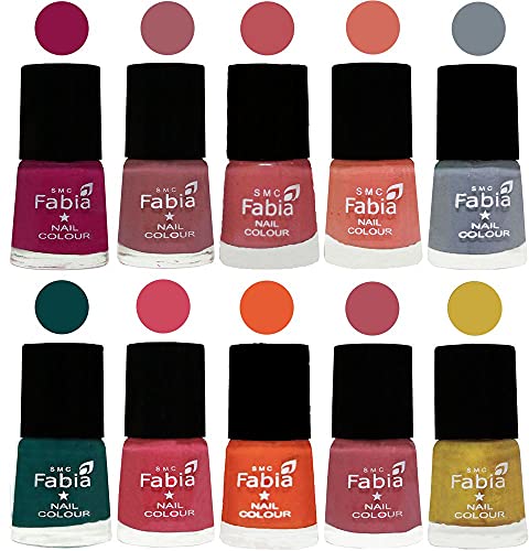 Image of ALL IN ONE (PACK OF 10), Long Lasting Glossy Nail Polish, 6 ml Each, All Vibrant Colours,01968