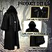 Hicarer Hooded Robe Cloak for Men Halloween Wizard Costume Knight Cosplay Elven Cape Medieval Renaissance Costume(Adult, Large,Black)