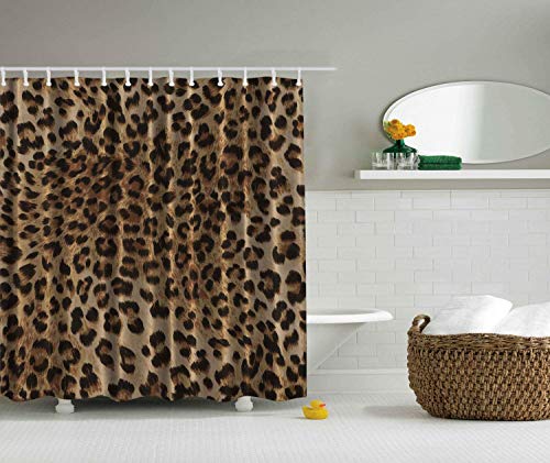 lovedomi Rideau Douche imprimé léopard Motif Animal Safari Animal Puissant Panthera Grand Motif Chat Tissu Décoration Salle Bain Polyester qualité Étanche 180 180Cm avec 12 Crochets
