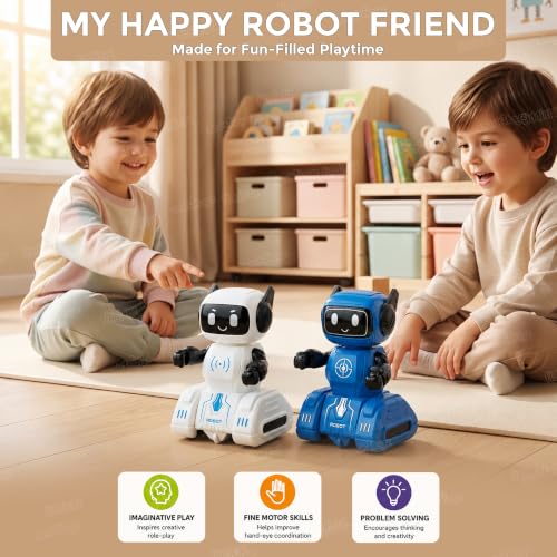 Image of Zest 4 Toyz Push and Go Robot Toy for Kids Inertia Driving Swinging Action Educational Robot Car Toy Indoor Outdoor Fun Gift for Boys and Girls 12 Months+ (Pack of 2) Random Color